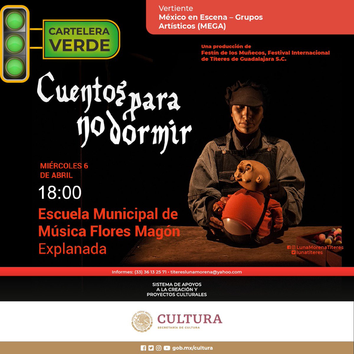 🎭En Guadalajara, <a href="/lunatiteres/">Luna Morena Títeres</a> brindará funciones gratuitas de “Cuentos para no dormir”, historias escalofriantes basadas en “Pedro Melenas” de Heinrich Hoffmann.

📆6 de abril, 18 h
📍Escuela de Música Flores Magón 

#VolverAVerte