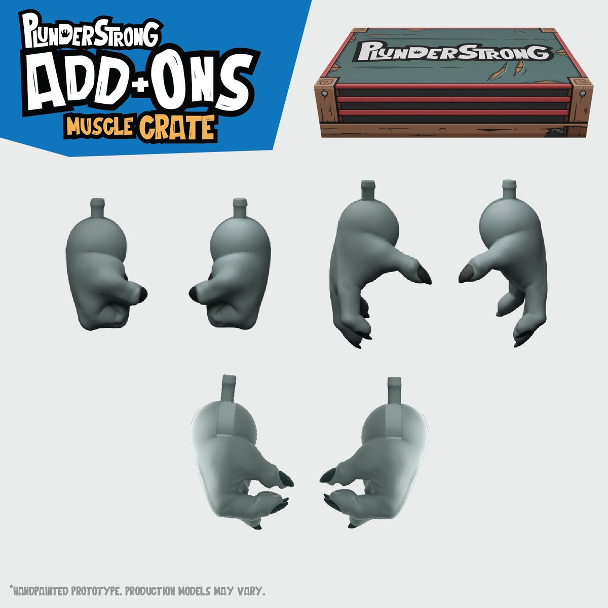plunderlings's tweet photo. The Plunderstrong Muscle Crate is UNLOCKED. Go to manage pledge on Kickstarter to get this Add-On! Using the Large Magnetic Grabbing hands will let your Plunderstrong palm cannonballs and Plunderlings. #plunderlings #plunderstrong #plunderlong #plunderverse https://t.co/MLWecuUKy0