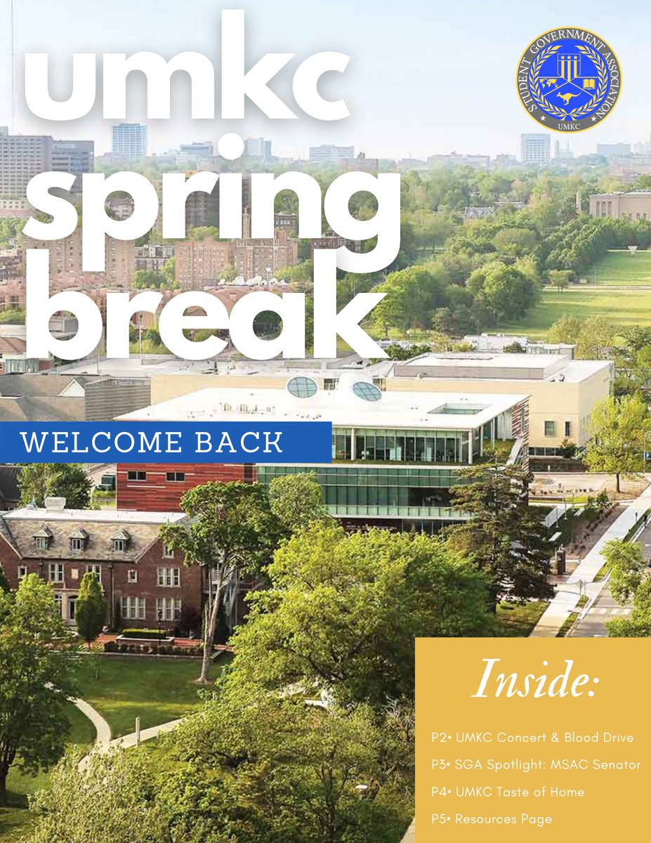 UMKCStudentGov's tweet photo. Welcome back from spring break roos! 🦘🪴We hope everyone got some rest and are excited for the month of April with UMKC!😊

Don’t forget that the Quinn XCII concert is THIS Thursday! Purchase tickets with the link in our bio🎫

-Check your emails for the PDF version, with links. https://t.co/MziQjvnvqj