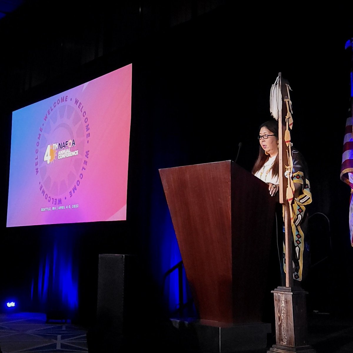 nafoaorg's tweet photo. "Our wealth is found in our rich culture teachings....always rembember, those that are in the deepest need, come first," NAFOA is honored to have  @DebraWA40 speak at #NAFOA40th. 
Rep. Lekanoff serves as the only #NativeWoman in the WA state legislature. https://t.co/ICjYboBebK