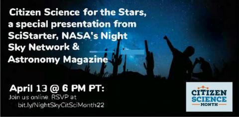 4 of our projects will be participating in the “Citizen Science for the Stars” event on April 13th (9pm ET/6pm PT): <a href="/diskdetective/">Disk Detective</a>, <a href="/NASAJuno/">NASA's Juno Mission</a>, <a href="/planethunters/">Planet Hunters</a> Tess, and <a href="/SolarJetHunter/">Solar Jet Hunter</a>. 

go.nasa.gov/3u4Zg1Y

#CitizenScienceMonth #DoNASAScience