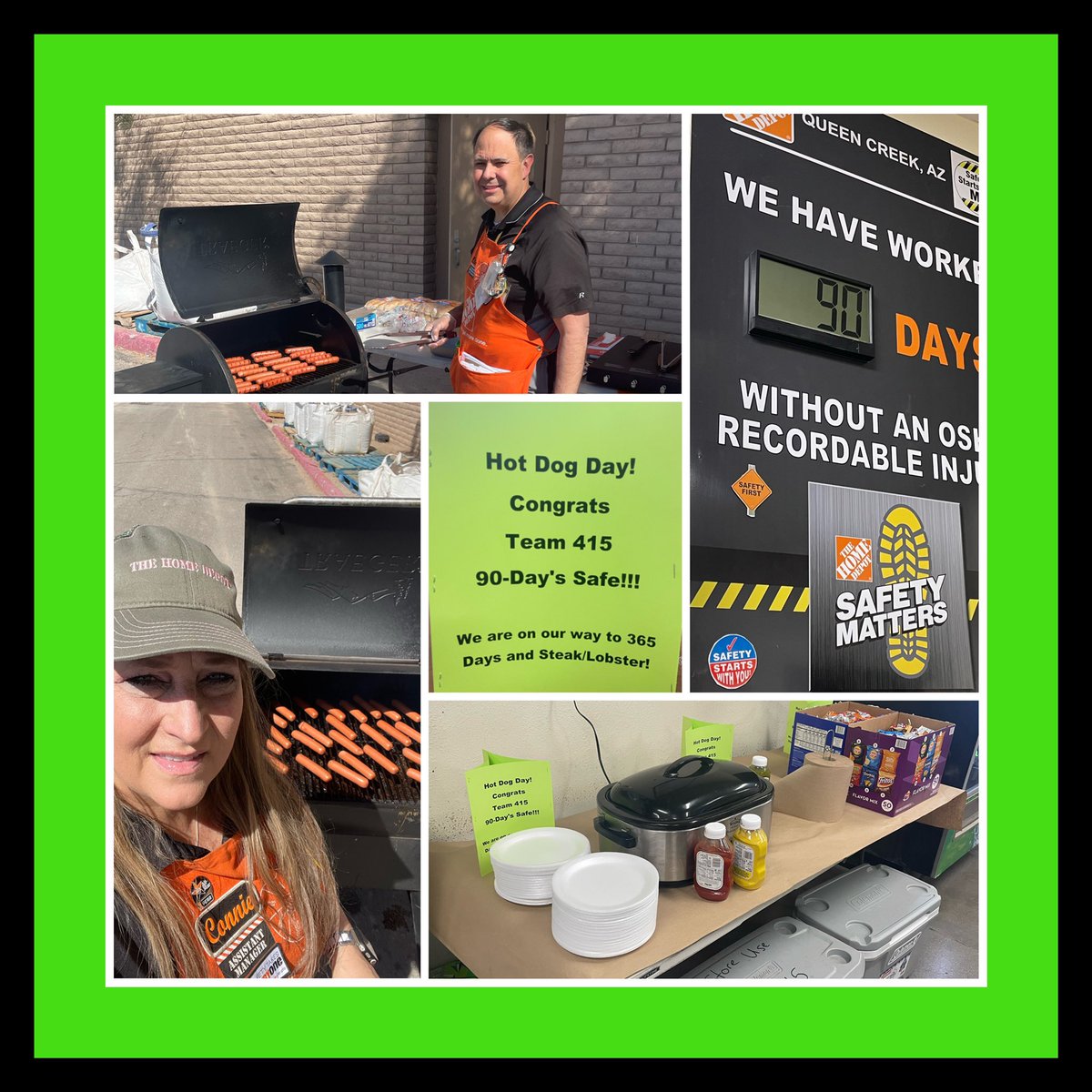 We hit 90-days safe at 415 “The Creek”. Celebrating with some BBQ prepared by the InFocus team. One step closer to our goal of 365! <a href="/Phil_Goosic/">Phil Goosic</a> <a href="/FeliciaPuente05/">Felicia Duran</a> <a href="/D66Celest/">Sheldon Celestine 🇹🇹🇺🇸</a> <a href="/RussellTomlins7/">Russell Tomlinson</a> <a href="/mosesjedTHD/">Jed Moses</a> @NicoleM0415