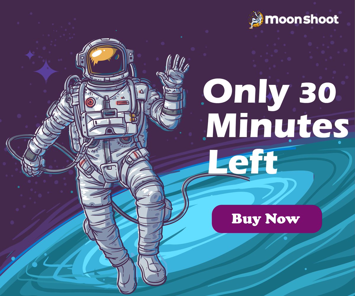 MoonshootFnance's tweet photo. Fair Launch sale is live🔥
but will not be for a long time⏰

The sale is ending in 30 minutes... 🤯

Come on Join In before it is too late‼️
https://t.co/oqpU7PuJKv https://t.co/zYdclJWbLN