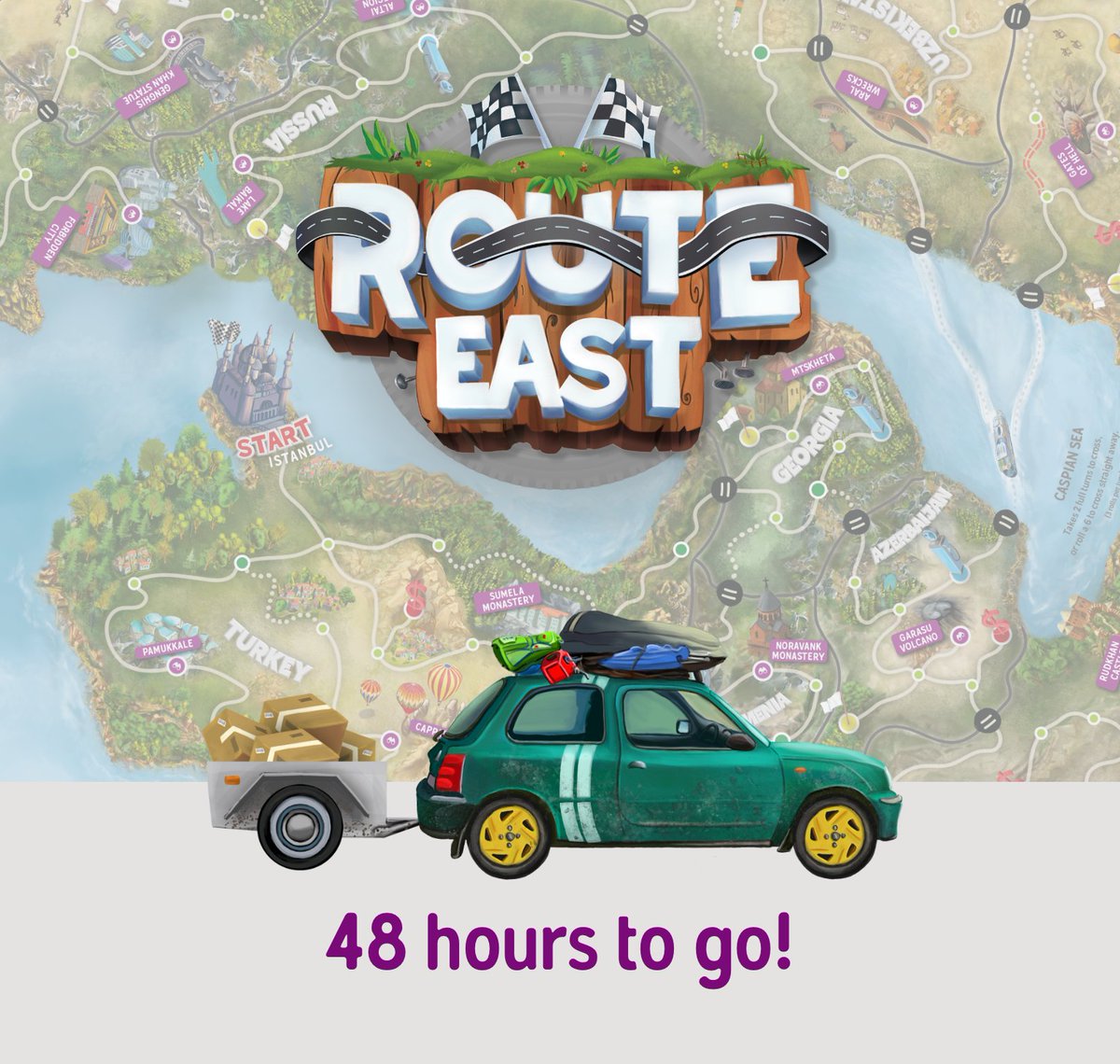 4️⃣8️⃣ hours to go! 😱😱😱
Well, that went by fast! 153% FUNDED❗❗❗🙏
If you love to travel the look of Route East, be sure to pledge! Be the first to get your copy of the game, and help us decide which bonus attraction our illustrator will be drawing: kickstarter.com/projects/lostv…