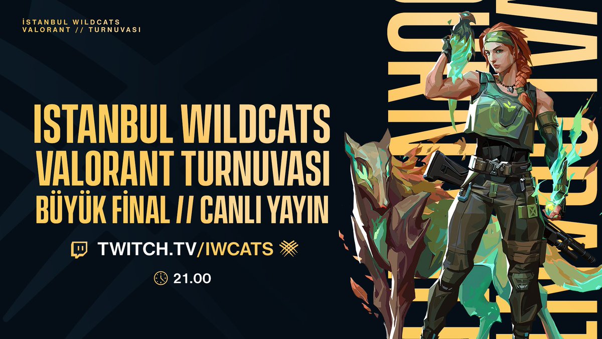 Günlerce süren rekabetin sonunda nefesler tutuldu! 🏆 

İstanbul Wildcats Valorant Turnuvası'nın Büyük Finali 21.00'de canlı yayında! 👇

twitch.tv/iwcats

#GOWILD🐆 #VALORANT