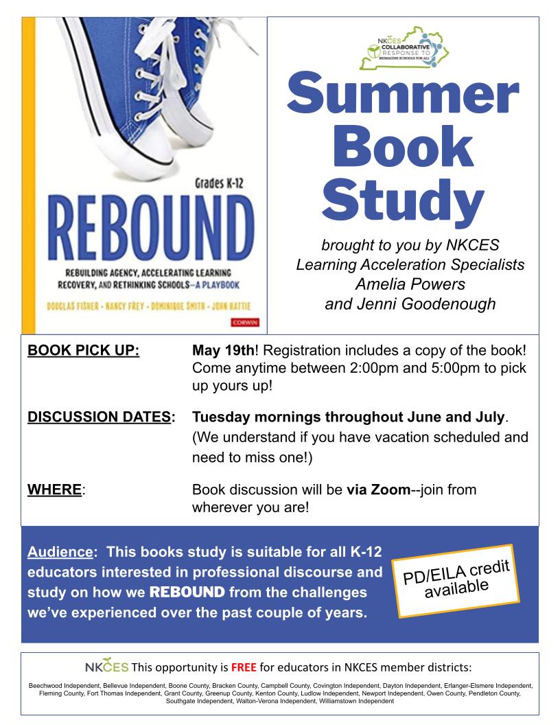 I'm so excited to chat about this book with the region! 
Check it out at bit.ly/reboundcorwin, then makes plans to join @Jen_Goodenough and I this summer!!

➡️➡️➡️ bit.ly/reboundsummer
#SummerLearning #ReboundStudy #TheTimeIsNow #bookstudy #freePD #ConnectGrowServe