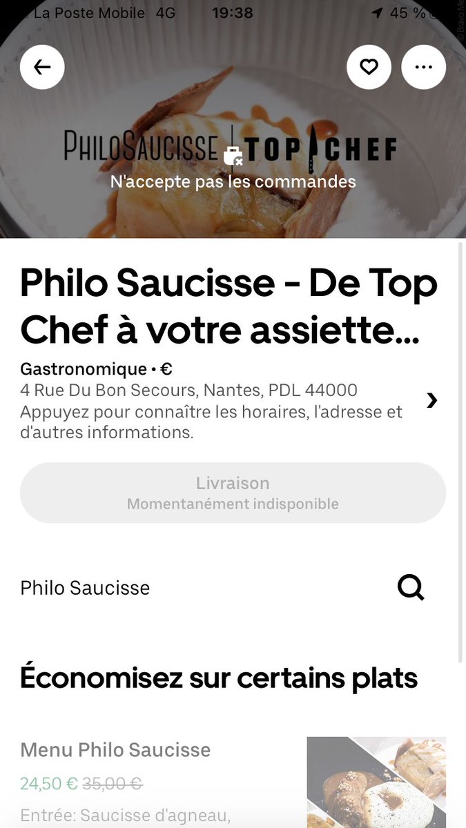 a_rocand's tweet photo. @ubereats_fr on avait réservé nos menus pour ce soir et soudainement ??? Pourquoi ?? 😡😥😢 https://t.co/NcexoMcTLV