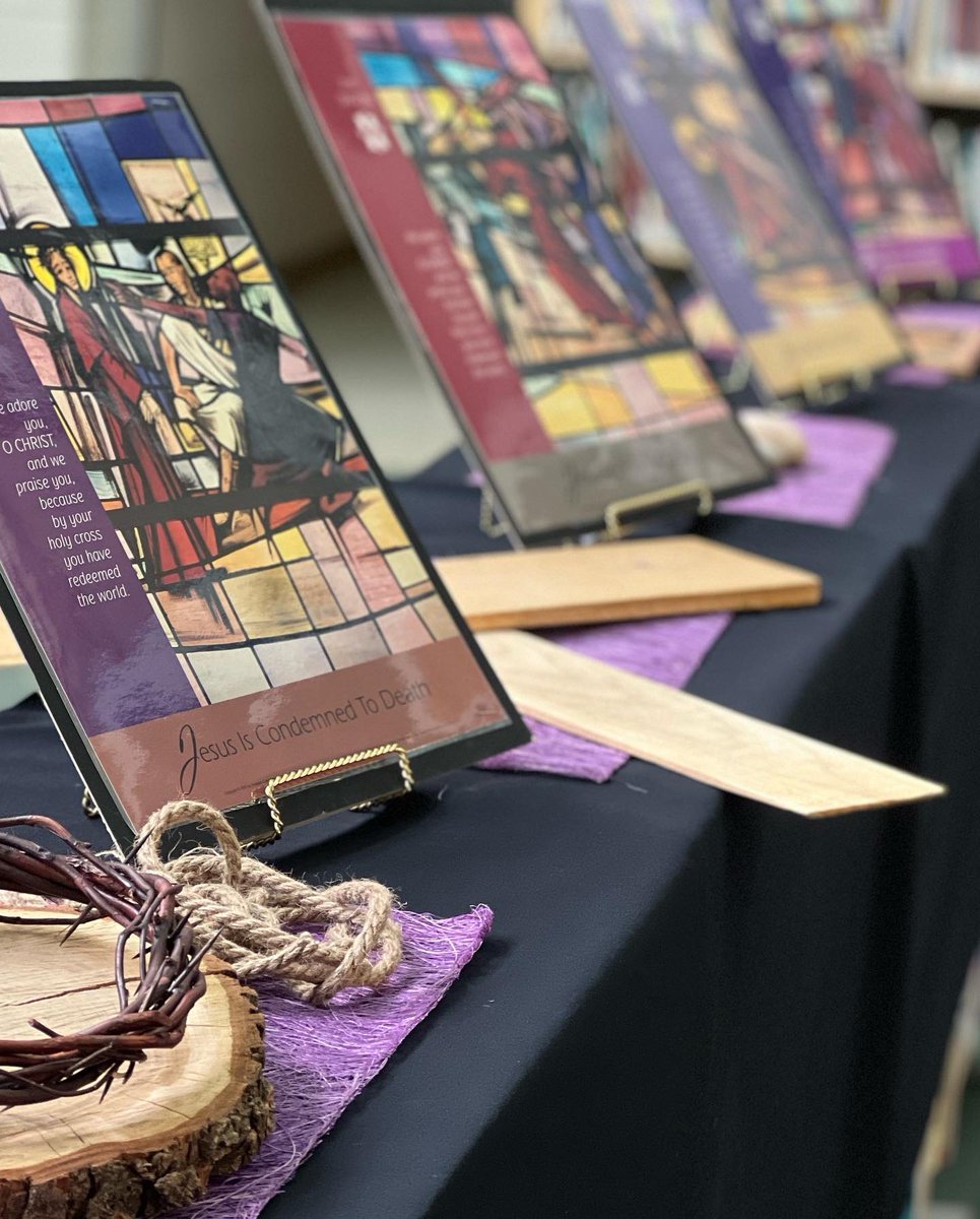 StKateriECSD's tweet photo. With Easter just around the corner, we’ve set up our Stations of the Cross for students to learn and interact with. #ecsdfaithinspires https://t.co/d2W2pxmifr
