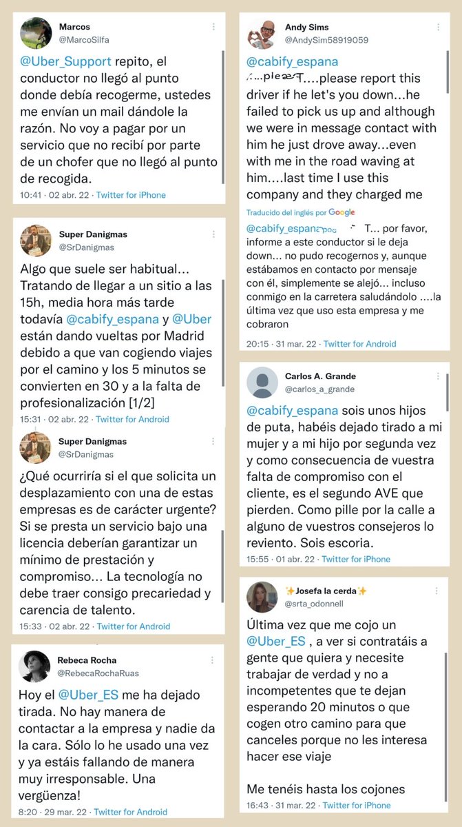 defensadeltaxi's tweet photo. 1.263 OTRO DE CLIENTES ABANDONADOS @consumogob @fiscal_es @DefensorPuebloE @facua @consumorg @CECUMadrid @ADICAE @consumidores

Coches que NO ACUDEN a cumplir su #Compromiso...

Clientes #MuyEnfadados

     #FaltaDeProfesionalidad

#QuejasVTC #EstafaCabifyUber #Uber #Cabify #Bolt https://t.co/HrZ4v8JbEc