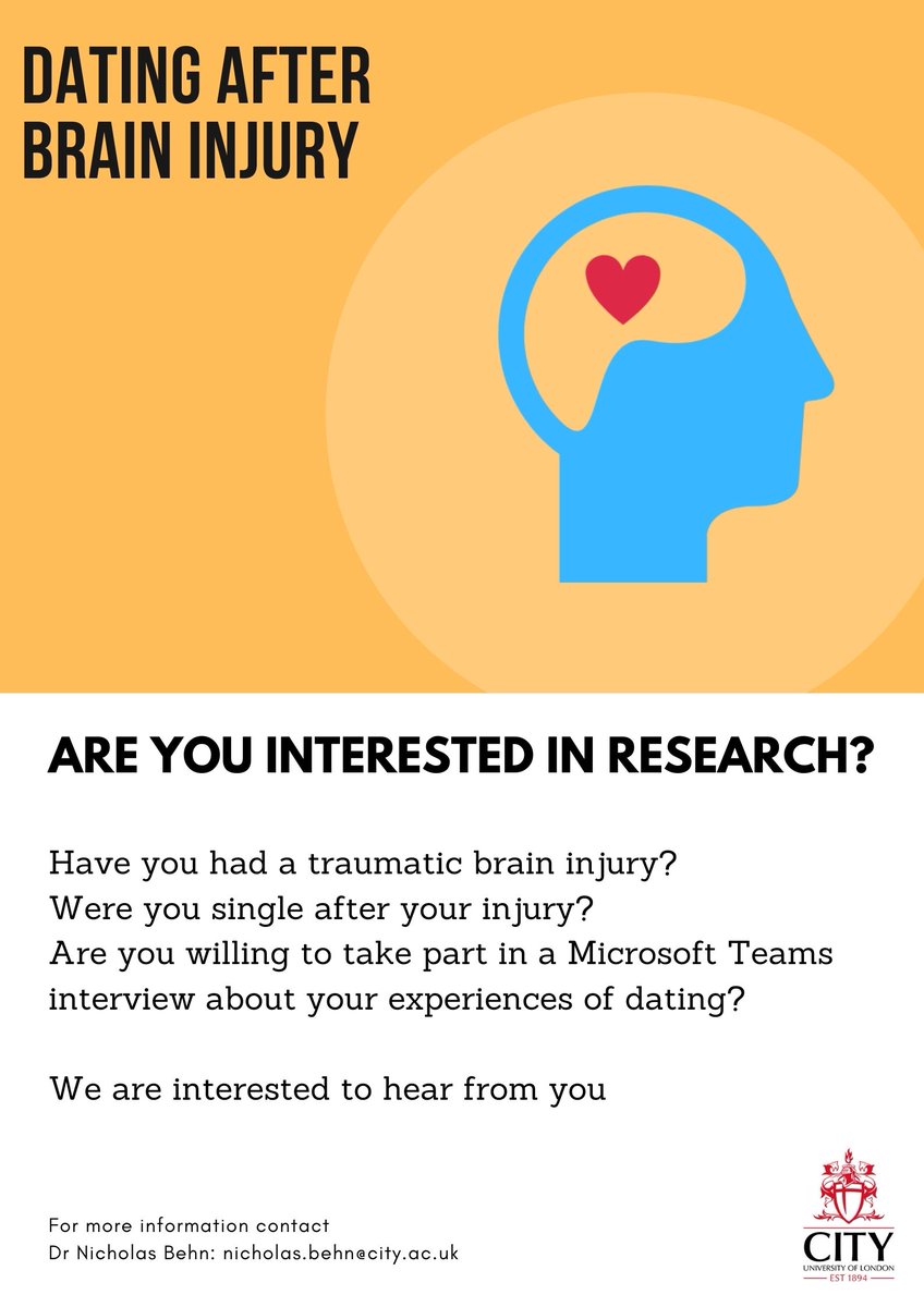I am looking for a female with TBI (from the UK) who would like to talk to me about their experiences of dating after brain injury. I have interviewed many males &amp; would like to ensure I get opinions of both genders <a href="/HeadwayELondon/">Headway East London</a> <a href="/HeadwayEssex/">Headway Essex</a> <a href="/HeadwayUK/">Headway UK - the brain injury association</a> <a href="/UKABIF/">United Kingdom Acquired Brain Injury Forum</a> Please DM me.
