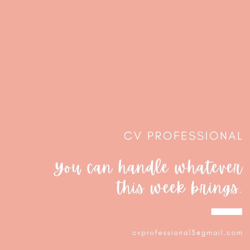 cvprofessional7's tweet photo. You can handle whatever this week brings 👊
#CVProfessional #cvwriter #jobsearch #cv #resumewriter #resume #jobseeker #careercoach #cvtips #careeradvice #cvwriting #jobs #hiring #careercoaching #cvwritingtips #cvrevamp #careeradvisor #careerstrategist #motivation #jobs https://t.co/fztPawg0FW