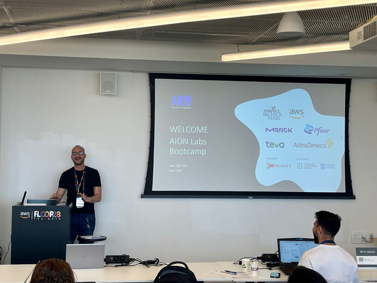 AionLabs's tweet photo. Yesterday, we kicked off the second #AionBootCamp challenge by welcoming participants to an educational evening at @awscloud headquarters in Tel Aviv. Special thanks to @GuySpigelman for the use of the office space! Lots of #teamwork sessions in the schedule - watch this space! https://t.co/rkUbabLGq0