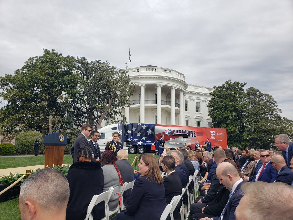 I'm on <a href="/WhiteHouse/">The White House</a> lawn awaiting <a href="/POTUS/">President Donald J. Trump</a> to speak about #trucking