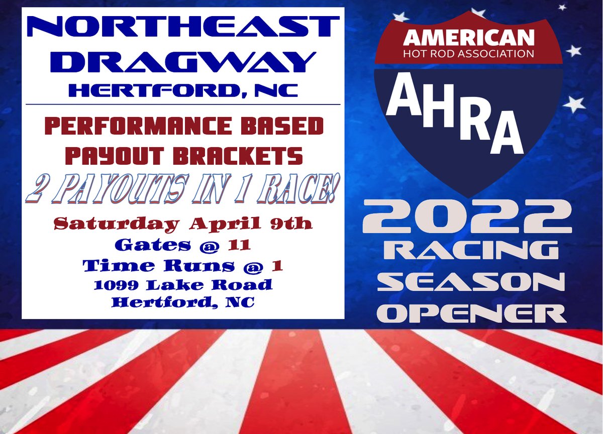 AHRA_Dallas's tweet photo. This weekend we are gonna try it again! Weather is calling for Cool and Sunny on Saturday! Come on out and get 'er in for the Season Opener of the AHRA Performance Based Payout Brackets!
Get a Membership, Win The Class, Collect our Payout! It's that simple folks! https://t.co/38pqSzoQJ4