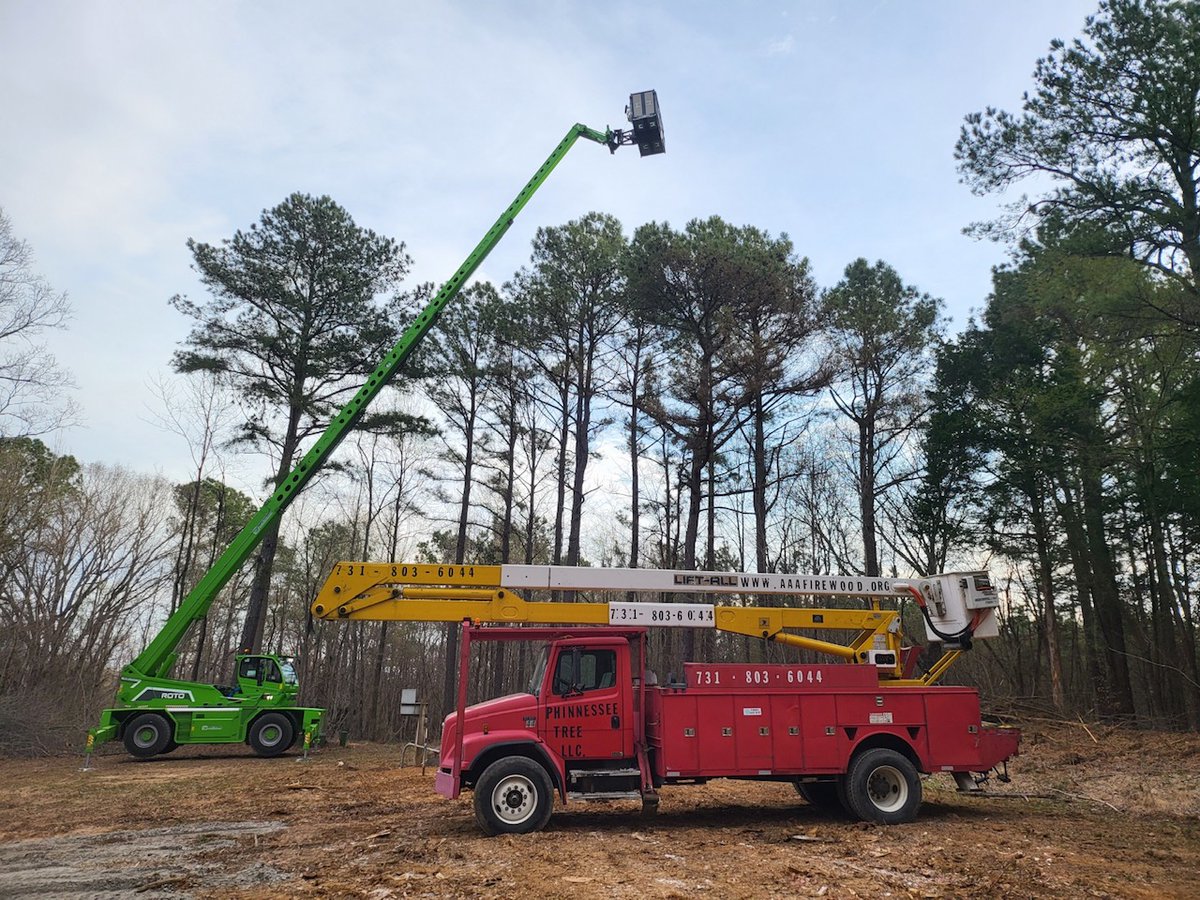 Merlo_USA's tweet photo. Merlo Rotos complete your tree care business. Whether a manbasket or grapple saw, Merlo Rotos deliver safety as you build your business! Thanks to our friends at Phinnessee Tree in Jackson, TN for this pic.
.
.
.
#arborcare #treecare #treeservice #utilitylines #bettermachines https://t.co/hF8FldACaY