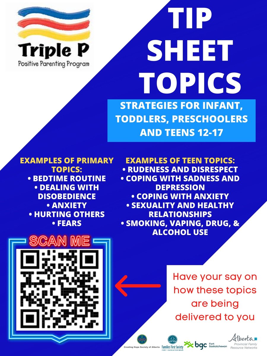 FortSaskBGC's tweet image. COMMUNITY INPUT REQUIRED!

Fort Saskatchewan FRN is going to deliver Triple P in a more accessible way.
 You know your needs best and we want to gather that response in the following super short survey surveymonkey.com/r/P6BBPFT
alternatively you can scan the QR code.