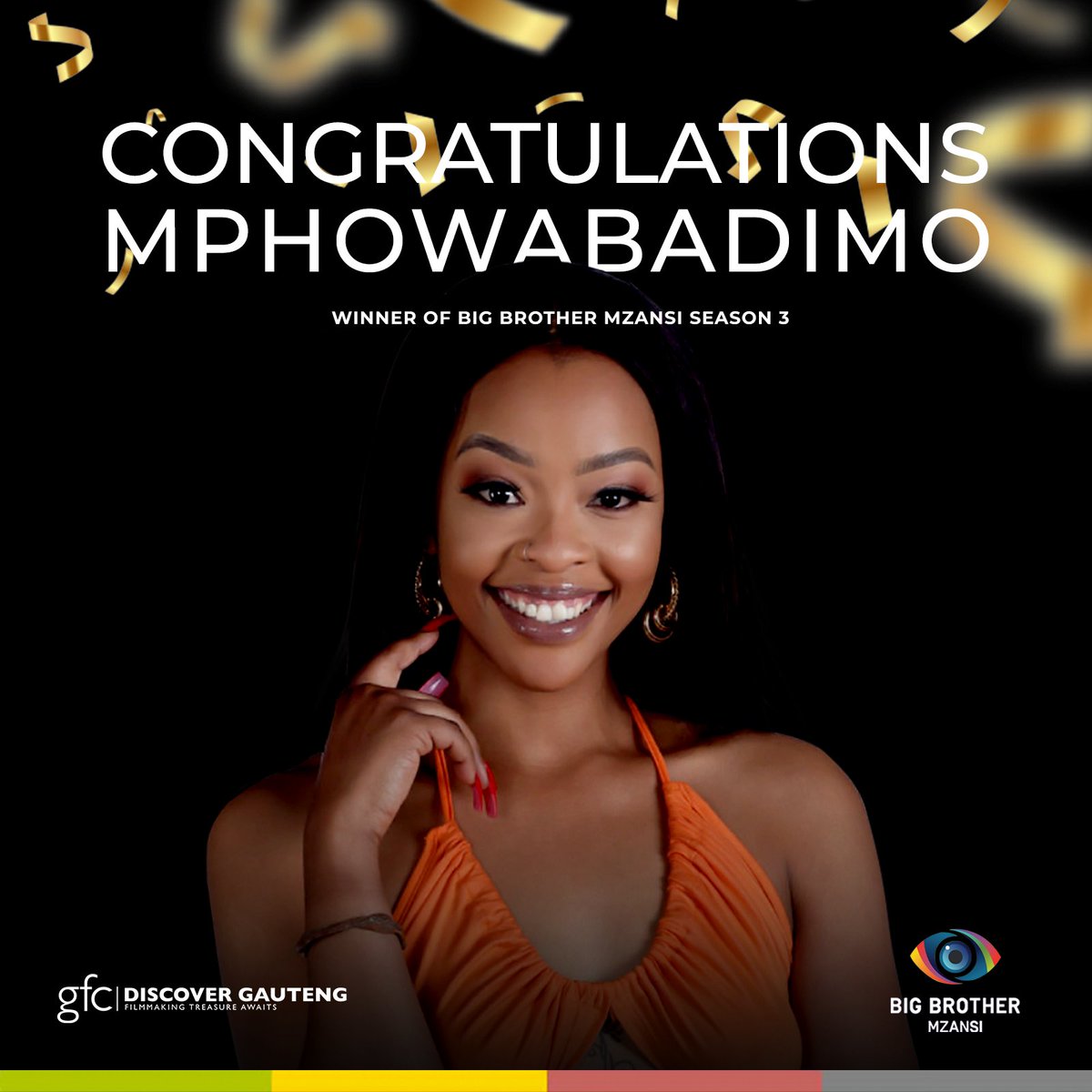 GautengFilmCom's tweet photo. Another great #MadeInGauteng production came to an exciting end yesterday! Congratulations to Mphowabadimo who was crowned the winner of Big Brother Mzansi, Season 3.
Halala Mphowabadimo.
#GFC
#GFC2022
#DiscoverGauteng
#DiscoverGP https://t.co/EtBX2sI0D6