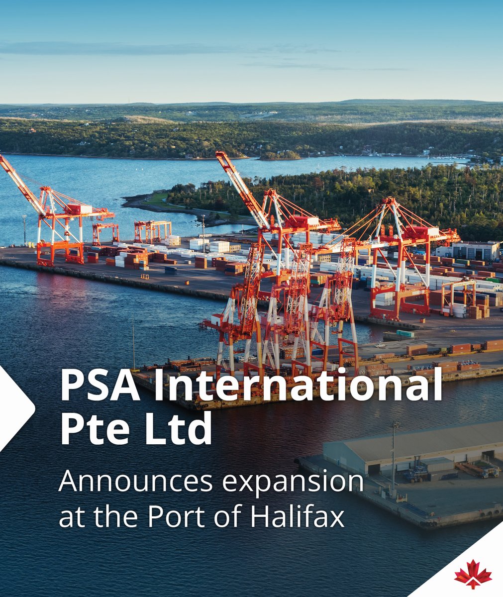 invest_canada's tweet photo. .@globalPSA is further expanding at the Port of Halifax! The company will now operate two container terminals, increasing the flow of cargo as well as creating new jobs and opportunities for Nova Scotia importers and exporters.➡️ https://t.co/UKk4FiiIxW

#InvestinCanada https://t.co/VUEuZbWWJy