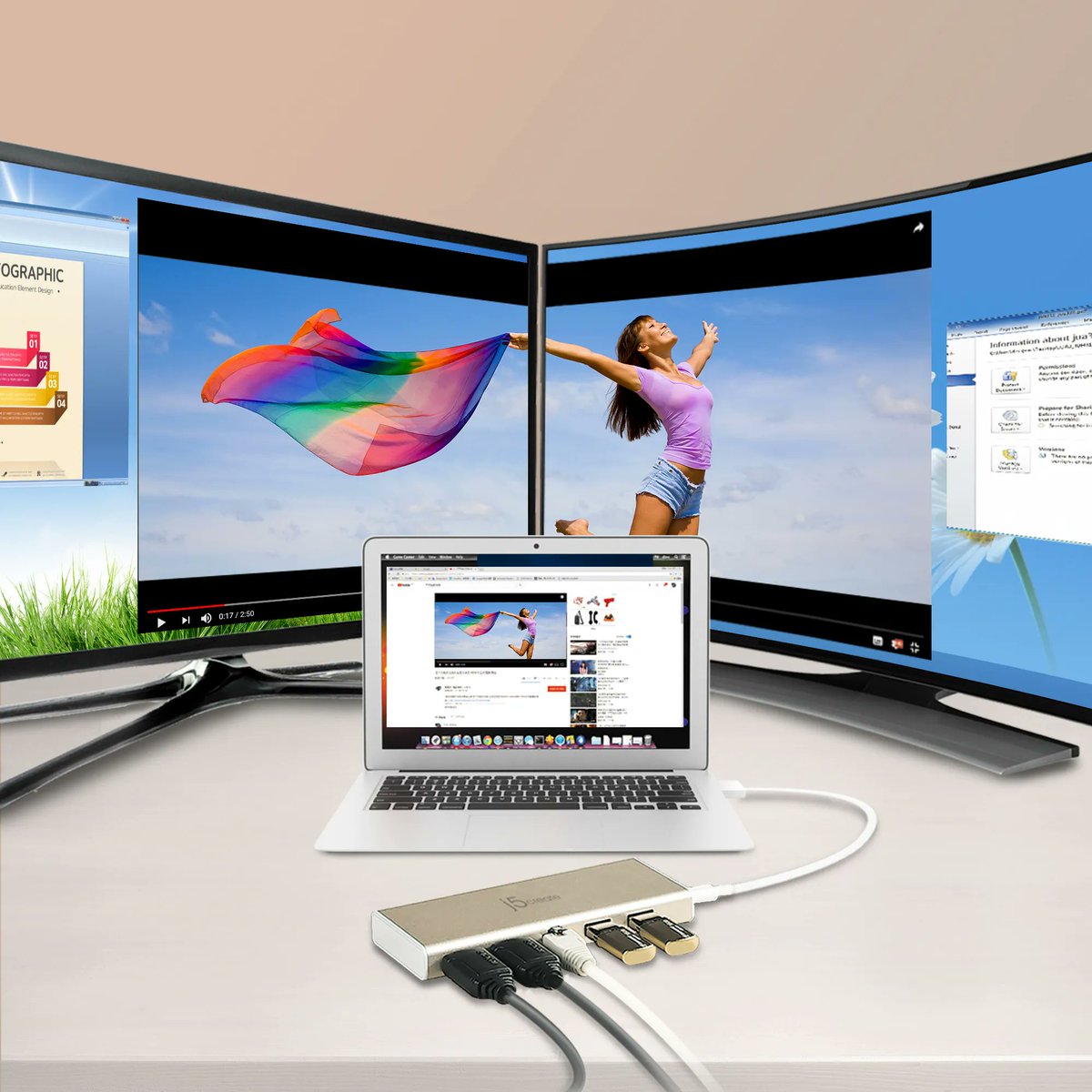 j5create's tweet image. The USB-C ® Dual HDMI™ Mini Dock is compatible with both Macbooks and Windows computers, making it perfect for business travelers. Without compromising space, practically every laptop can be expanded into a full-sized workstation.