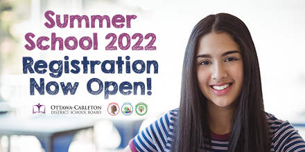 OCDSB's tweet photo. Registration is now open for 2022 Summer School Programs for students in grades 9-12! Offerings include Reach Ahead, eLearning, Co-op, and more. For more information, including how to register and a list of program offerings visit https://t.co/6rwsW4gNsG. @OCDSB_ContEd https://t.co/ekcXri7OAA