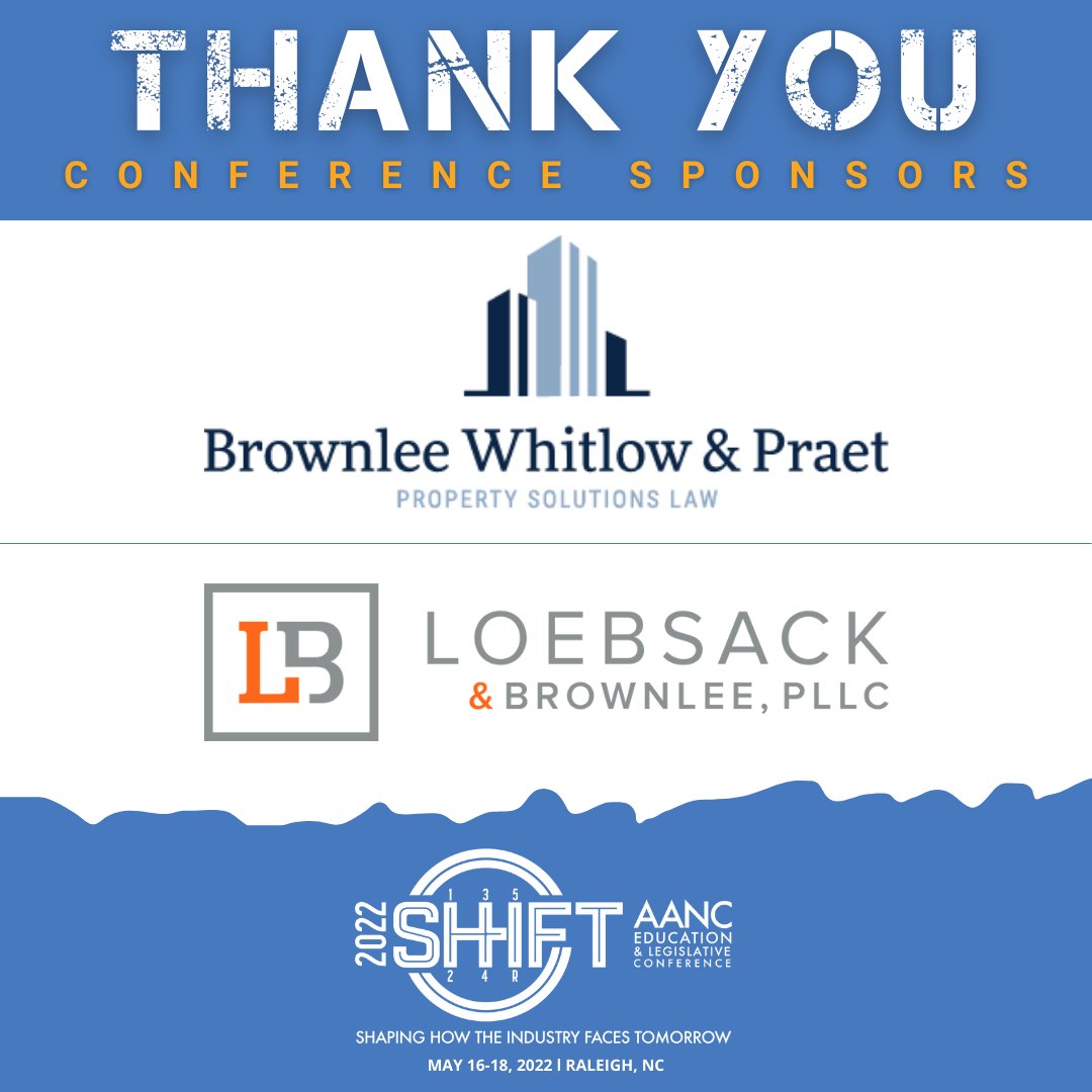 AANCOnline's tweet image. THANK YOU to our #AANC2022SHIFT top level Conference Sponsors: Loebsack &amp;amp; Brownlee and Brownlee Whitlow &amp;amp; Praet! Not yet registered? Save up to $20 when registered at the early bird discount by 4/12/22 at tinyurl.com/AANC2022confer…. #AANC2022SHIFT #getSHIFTdone #SHIFThappens