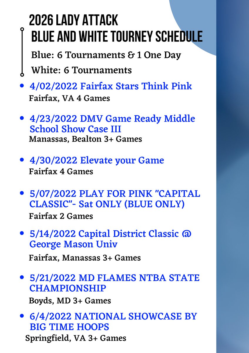 LadyAttack2026's tweet photo. Schedule for the 2022 season. #bethedifference https://t.co/9TTzztHZ0g
