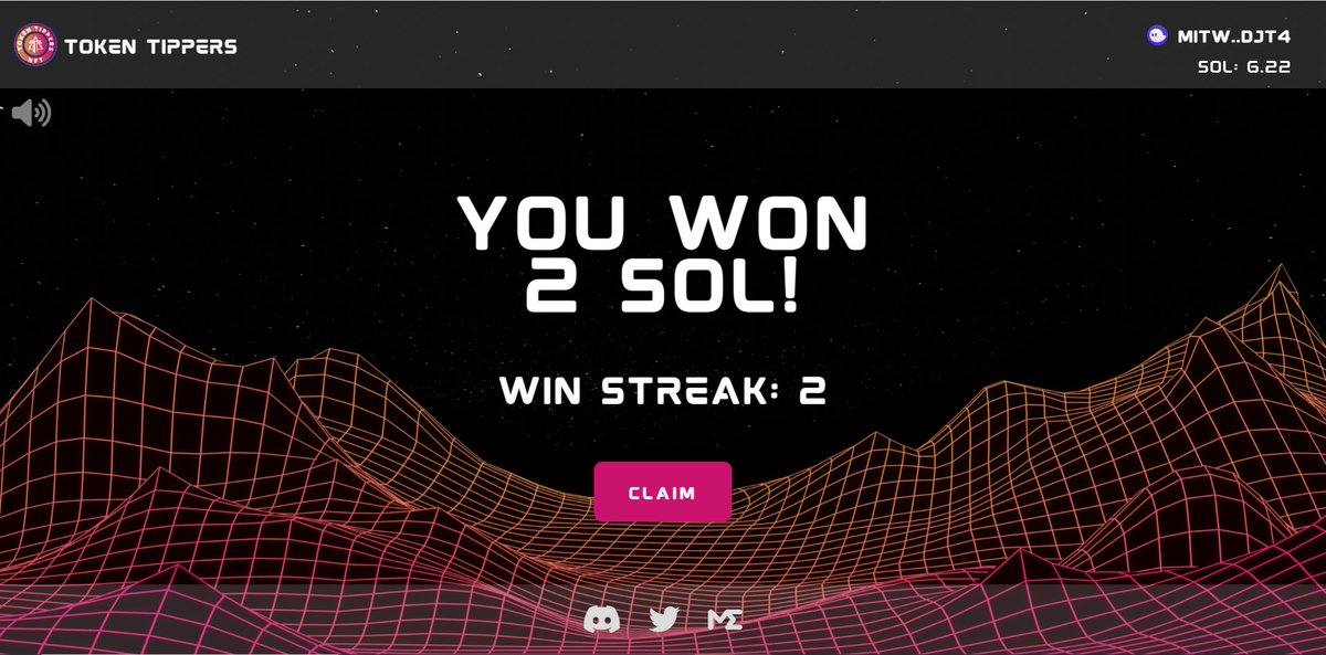 We have launched 2 Sol bets! Play now and earn up to 2 $SOL in seconds! 🎉
 
tokentippers.win 🪙

#Solana #SolanaNFT #Crypto
