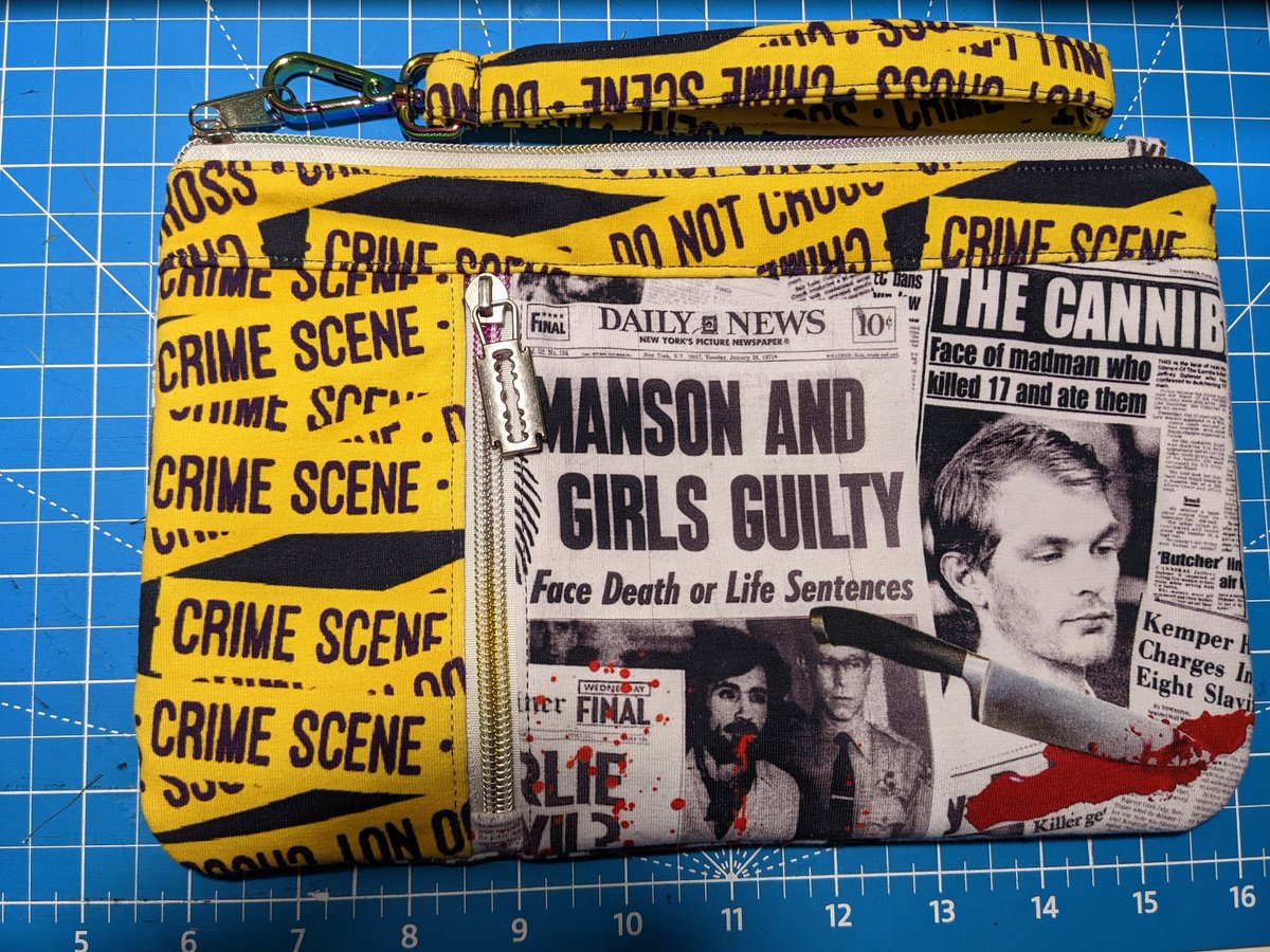 Zericon's tweet photo. Excited to share the latest addition to my #etsy shop: Serial Killer Inspired Zippy Clutch https://t.co/ejNWfIC68H #yellow #white #none #zippy #serial #manson #crimescene #horror #stabilizedcottonspandex https://t.co/afZjCPOg8Y