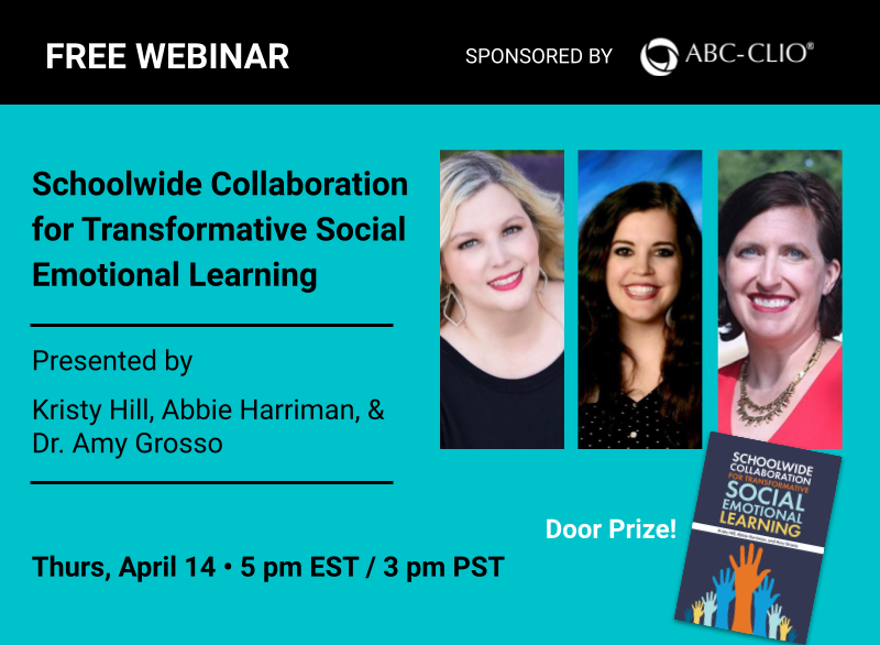 BloomsburyLU's tweet photo. Next week! Join #LibrariesUnlimited authors @libraryjunkie1 Abbie Harriman &amp; @AmyLGrosso for this dynamic conversation on how #SEL can transform your school community https://t.co/brPhRVd2Yl @ABC_CLIO @JG_publishing https://t.co/R1A89MJQ4z
