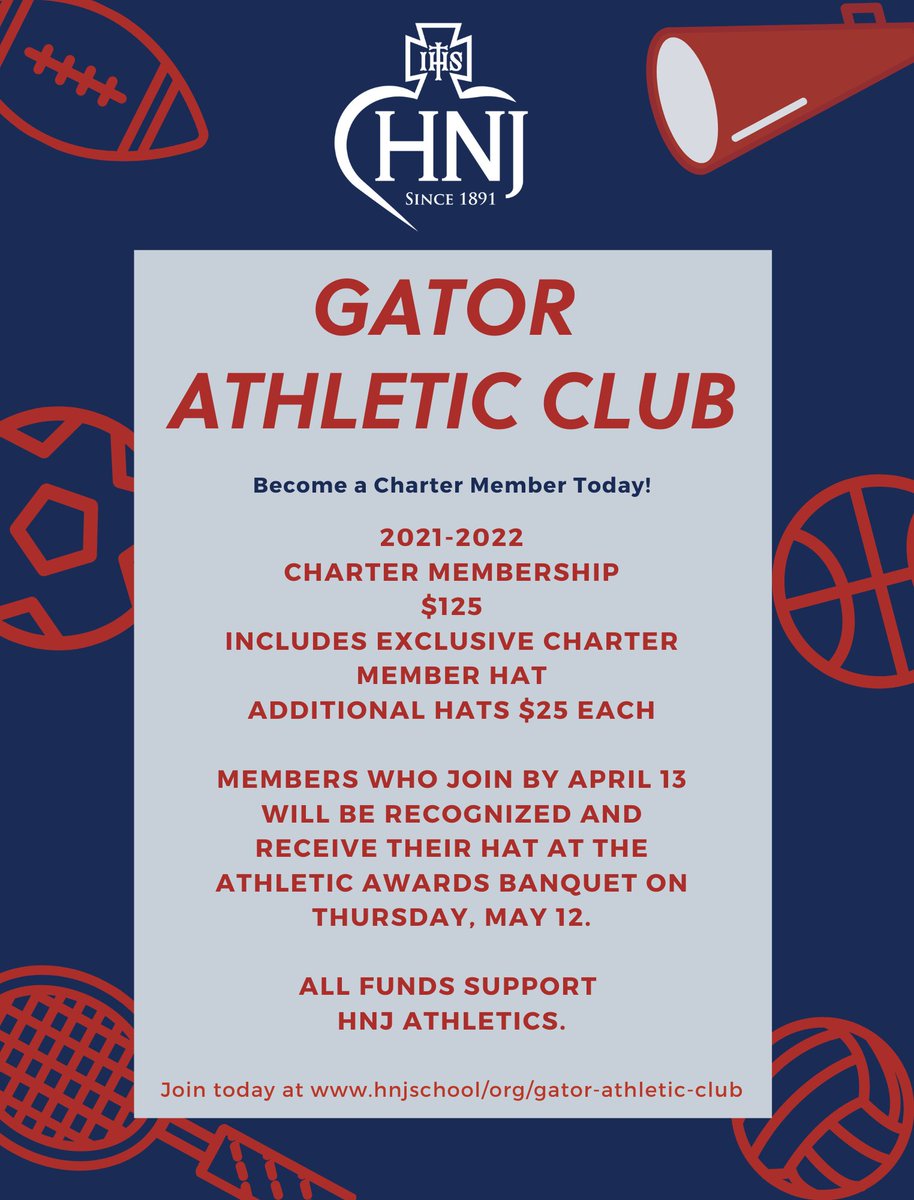 hnjschool's tweet photo. We are so thrilled to officially launch our brand new Gator Athletic Club to support the HNJ Athletic program. 

Learn more &amp; join:
https://t.co/qVBLz3IaW6 https://t.co/OSILShXfNy