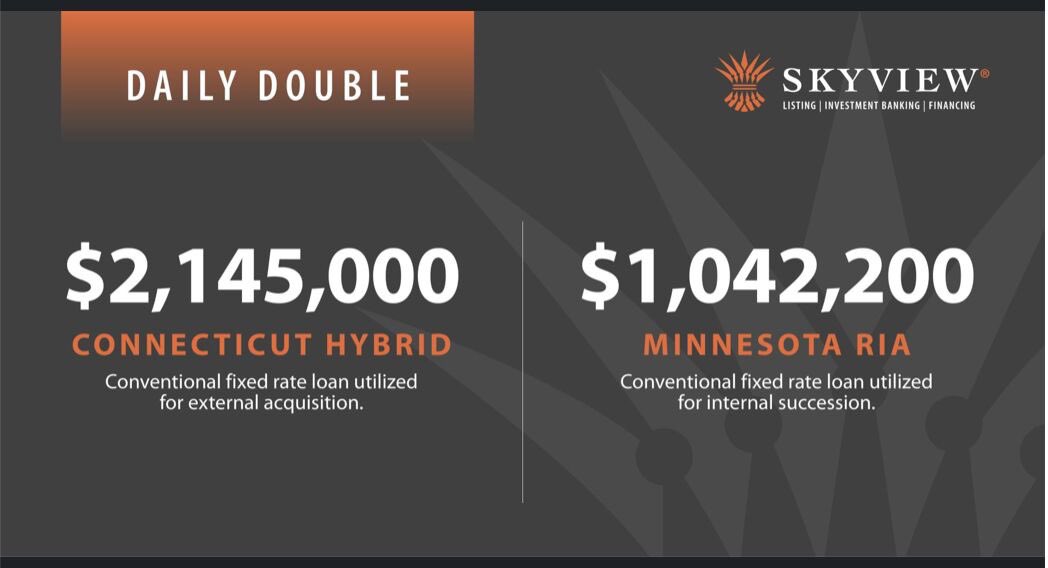 adhasler's tweet image. Daily Double loan closing for @SkyViewPartners! #rias #hybrid #fixedrates #wealthadvisor #wealthmanagement #advisors