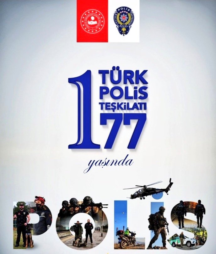 Ülkemizin huzurunu ve güvenini canı pahasına sağlayan,gece gündüz özveri ile çalışan,Asil Vatan evlatlarımızın,kahraman #polis'lerimizin #PolisHaftası kutlu olsun.
Şehit polislerimizi rahmet ve minnetle anıyorum.🤲🇹🇷

#PolisTeşkilatı177Yaşında 🇹🇷