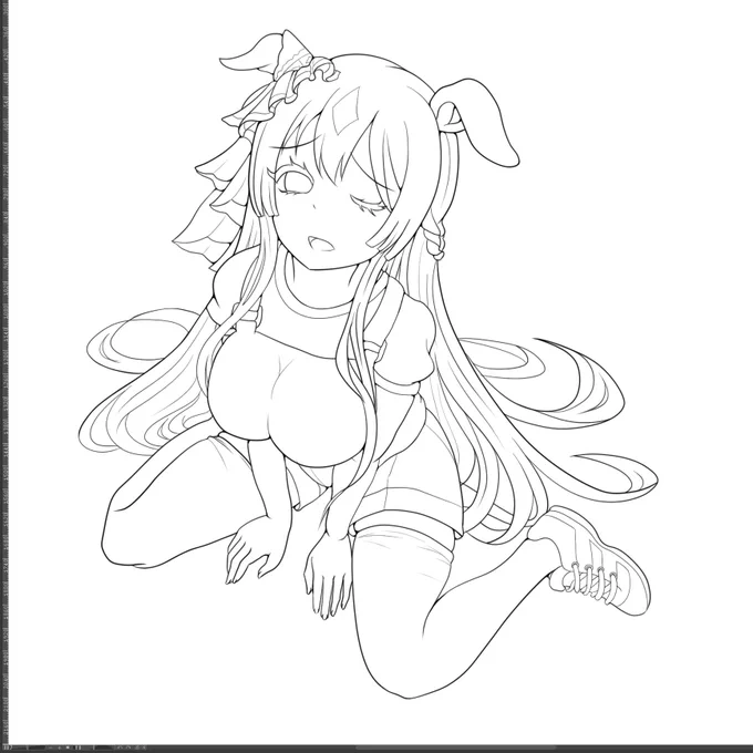 WIP
線画が終わったところ
のんびりですがすすめてます 