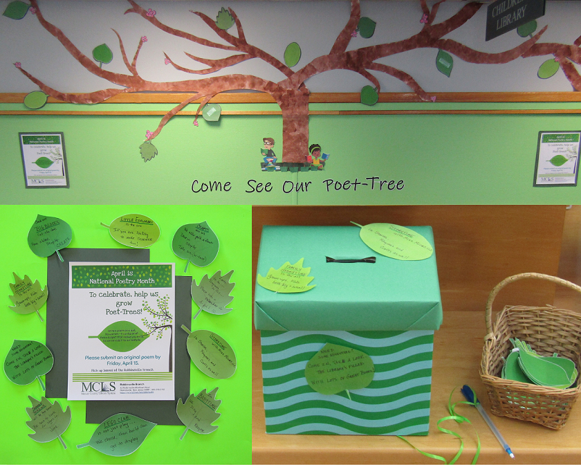 mclsnj's tweet photo. Our Robbinsville Branch has new displays for #NationalLibraryWeek, #AutismAcceptanceMonth, and #NationalPoetryMonth! Their very cool #Poettree needs the help of our patrons to grow. Stop in soon to #connectwithyourlibrary!
#njlibraries #mercercountynj #poetry #connectwithmclsnj https://t.co/1uC0G8urxg