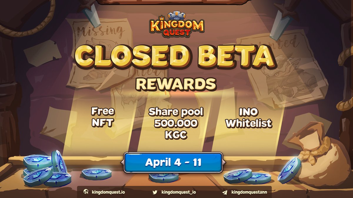 kingdomquest_io's tweet photo. ✨ CLOSED BETA OFFICIAL ANNOUNCEMENT ✨

🌟 Kingdom Quest Closed Beta is officially launched. Congratulations to all the lucky Claudians! 

🔥 Not to waste your precious time, here comes the detailed Rules &amp; Prize Pool. Bring it on! 
https://t.co/pvYuuWFBBy https://t.co/5ECGUkdtkQ