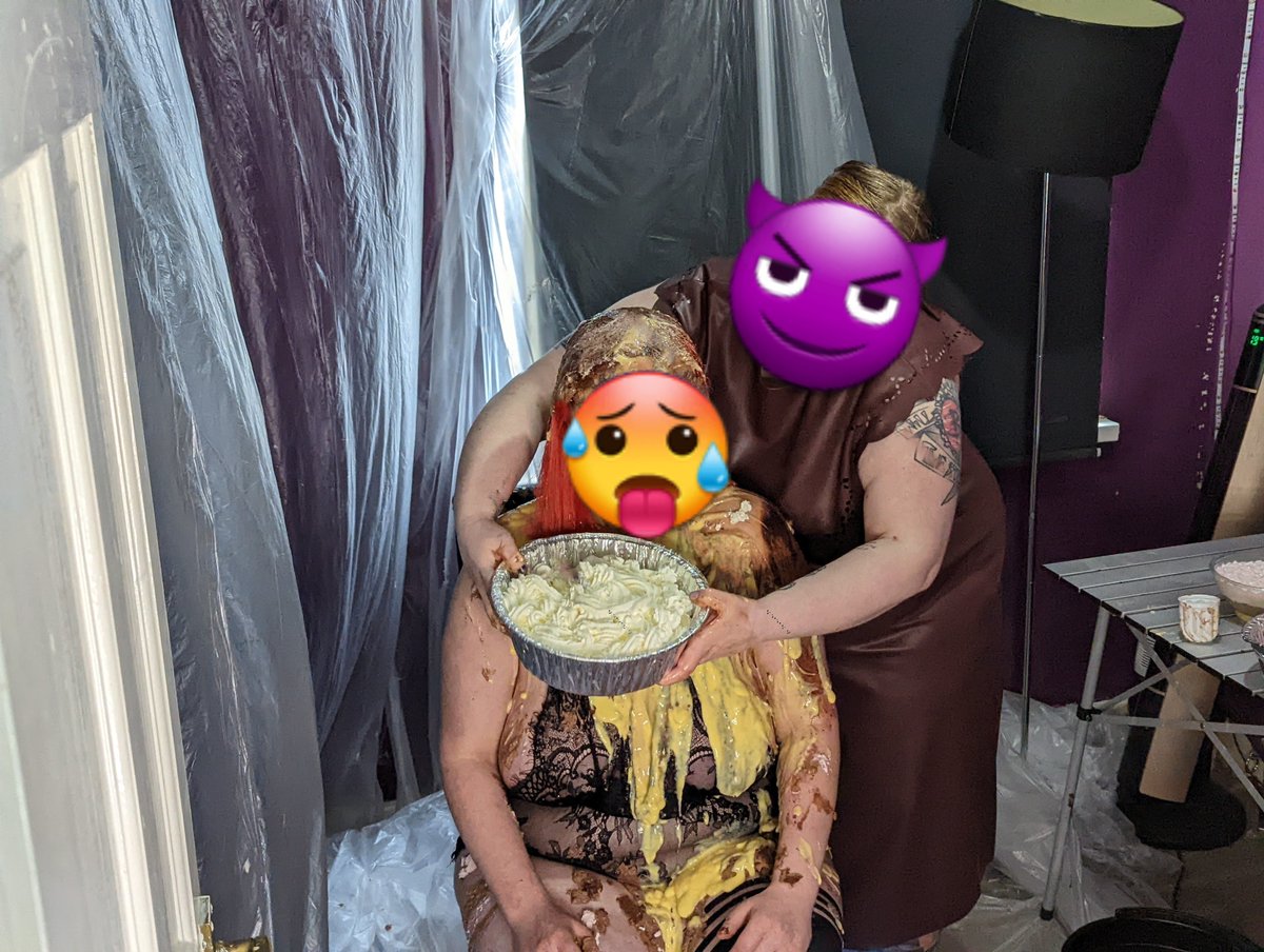 rhps1996's tweet photo. Very fun collab shoot with @MistressLeenaUK , she got me very good but I got my own back too! Available on our UMD and Leena's OnlyFans soon! #wam #wetandmessy #splosh #gungegirls https://t.co/KMVJmFI3je