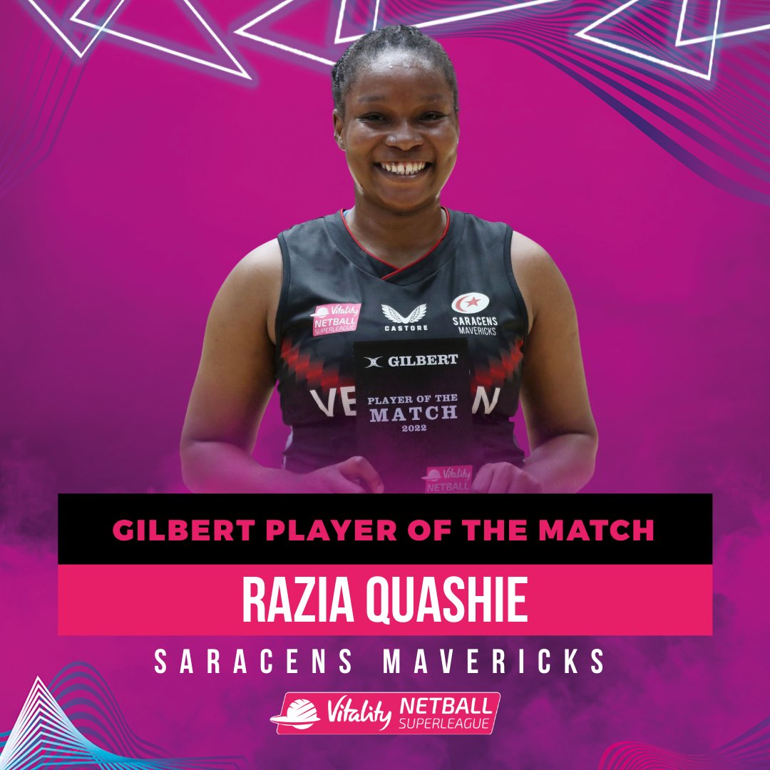 What a game for @R_Quashie_ 🙌 Congratulations to @SaracensMavs GK who is tonight's Gilbert Player of the Match🏅 A stunning defensive performance from Quashie, contributing 4 turnovers and 4 interceptions🔥