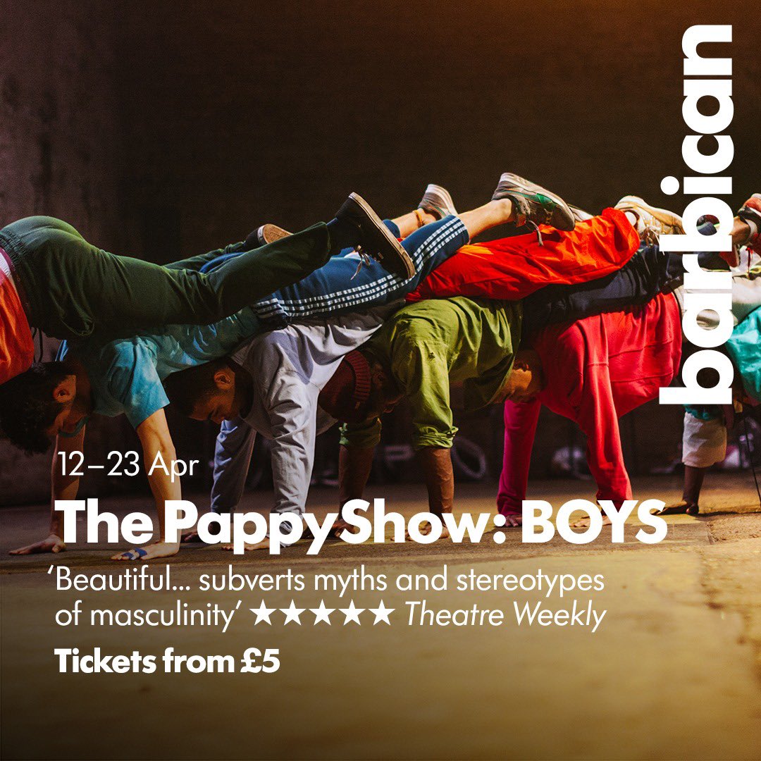 Next week we bring our <a href="/pappy_show/">The PappyShow</a> #PappyBoys to the <a href="/BarbicanCentre/">Barbican Centre</a>  

We cannot wait - it’s a gorgeous stunning bold exploration of manhood from a group of men of colour - it holds my whole heart 🙌🏾

youtu.be/T9idYcYUfpg

Love you to join us 🖤