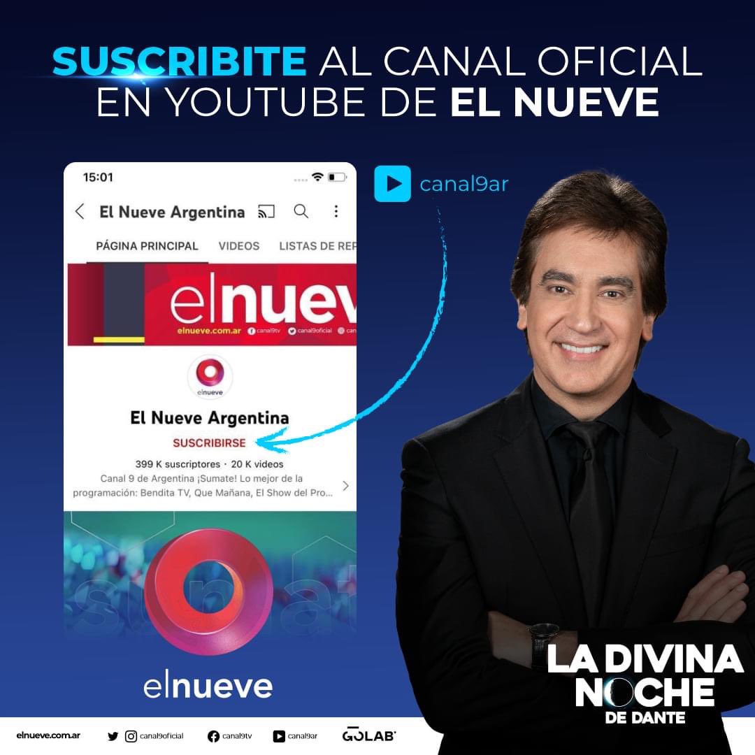 DanteGebelOk's tweet photo. Entra @canal9oficial ARGENTINA y suscríbete gratuitamente, para ver el programa. https://t.co/IKcfujYoZX
¡Hagamos que estalle de suscripciones el canal! https://t.co/lz5Kx3tL16