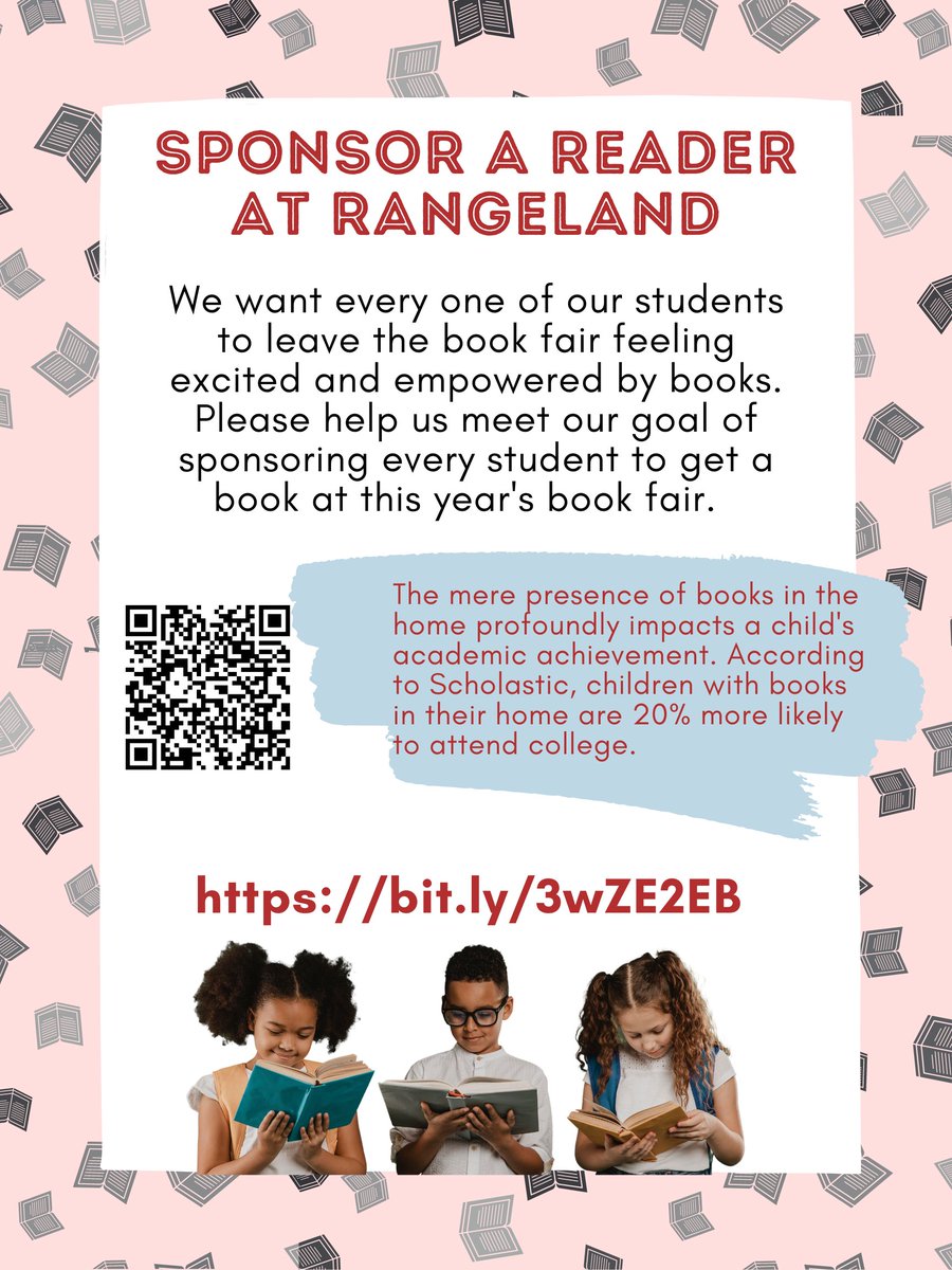 FieldLibJCPS's tweet photo. Would you like to sponsor a @rangelandlions student to get a book at this year's @Scholasic book fair. This is a win-win! A kid goes home with a book and a fond memory of picking their very favorite book, and our library gets extra funding! Please feel free to share. https://t.co/ZdOfHO5eft