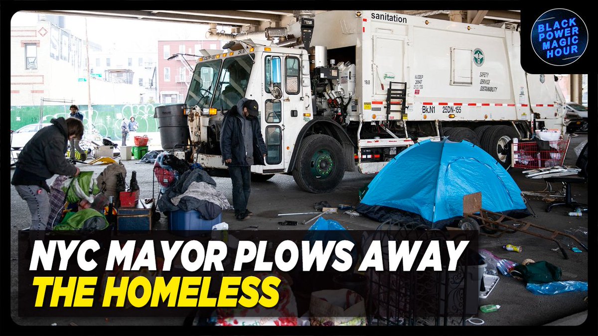 actdottv's tweet photo. "This mayor is waging a war against the most vulnerable people possible." 

@BlkPwrMagicHour covers Eric Adams' attack on the unhoused population in NYC  ➡️ https://t.co/1Sr8r3vVHD https://t.co/vlgrFEpgTT