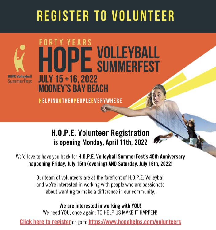 Volunteer registrations officially OPEN on Monday April 11th 😎🏐 Be apart of a good cause and Ottawa’s Iconic Volleyball SummerFest! ☀️