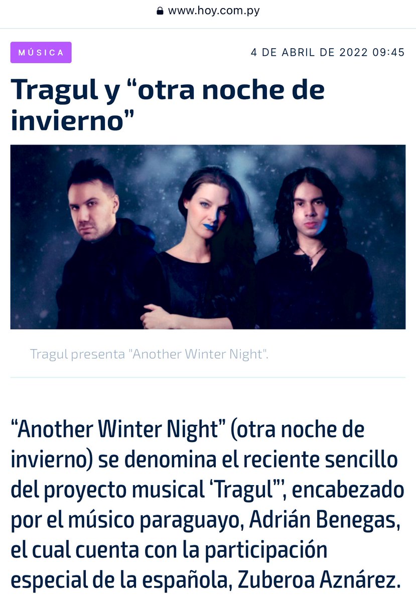 adrianbenegasok's tweet photo. Another Winter Night de #TRAGUL en @hoypy ✨🙏🏻
https://t.co/hngiaAc4So
#symphonicmetal #metalsinfonico #powermetal #headbanger #metalhead https://t.co/KdE3Cb1UYS