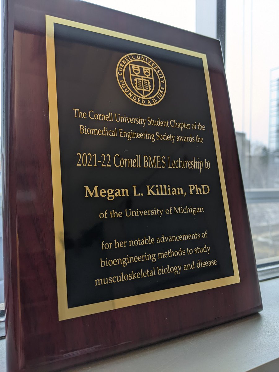 Thank you @CUbmes for the invitation to present @KillianLab research as this year's Cornell BMES lectureship! The environment @ Cornell BME = creative, caring, supportive, and inclusive, and that is driven by the students and postdocs who create the space and push for change. 🙌