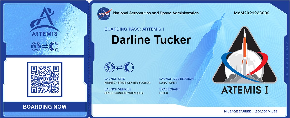 Hey <a href="/ITF_Collins/">Denise Collins</a> I'm on board!  Got my boarding pass from <a href="/NASAArtemis/">NASA Artemis</a>