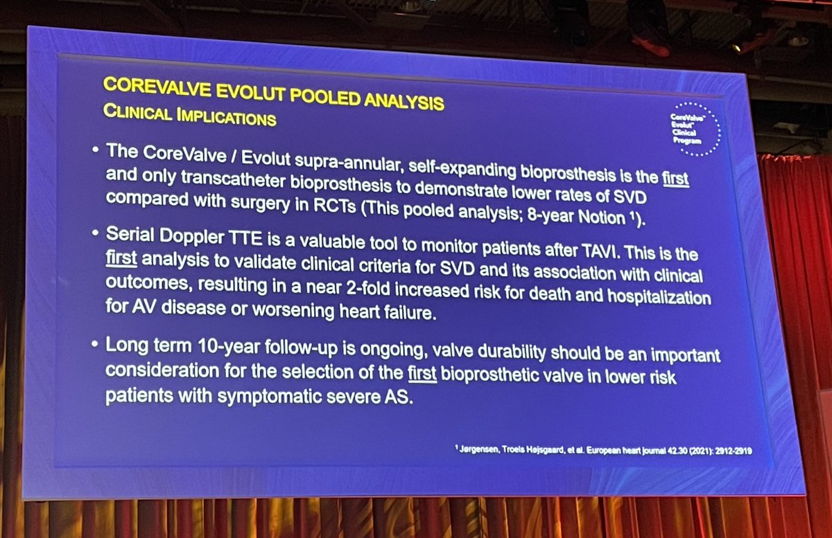 Structural valve deterioration appears to be significantly higher in surgical aortic valve replacement patients compared with those treated with transcatheter aortic valve replacement, at 5 years based on the insights of the CoreValve US Pivotal and SURTAVI trials #ACC22