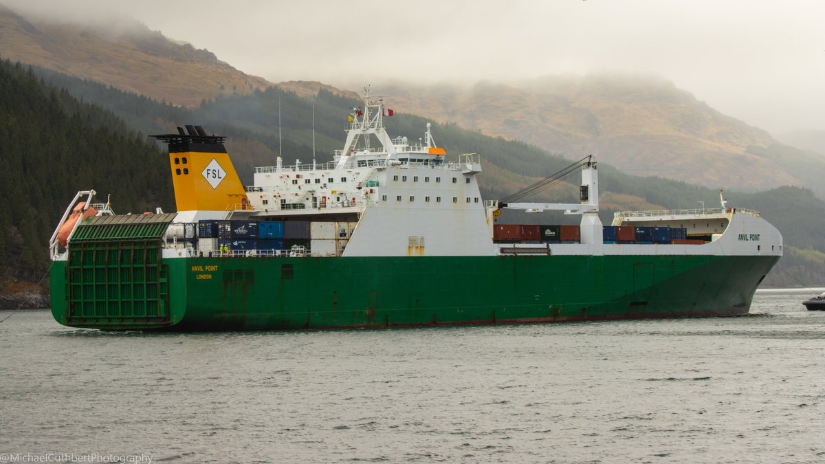 MichaelJWC626's tweet photo. Anvil Point inbound to Glenmallan this morning

#CargoShip #Shipping #RORO #AnvilPoint #LochLong #Scotland https://t.co/BgxF1WtZTU