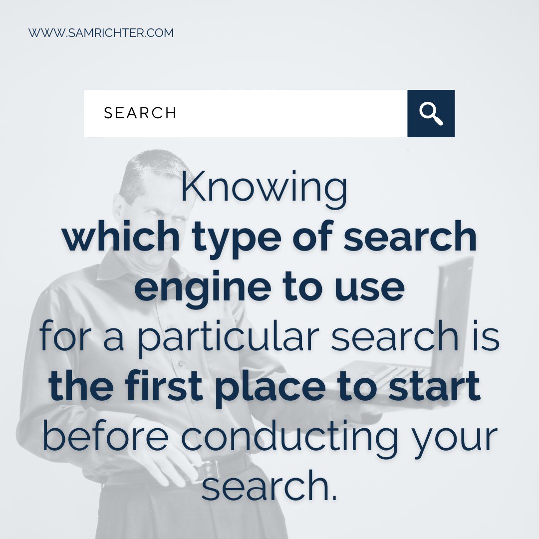 SamRichter's tweet image. Each search engine offers and markets unique features that can make a difference in the time it takes to find good information, and in the types of results you see.

#SalesIntelligence #salestips #searchtips