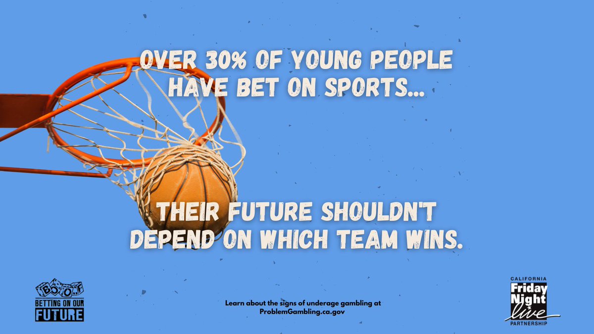 If you or someone you care for is suffering from gambling disorder call 1-800-GAMBLER, text SUPPORT to 53342, or visit 800gambler.chat for no-cost, confidential help 24/7.

#BettingOnOurFuture #problemgambling #sportsbetting #problemgamblingawareness #underagegambling