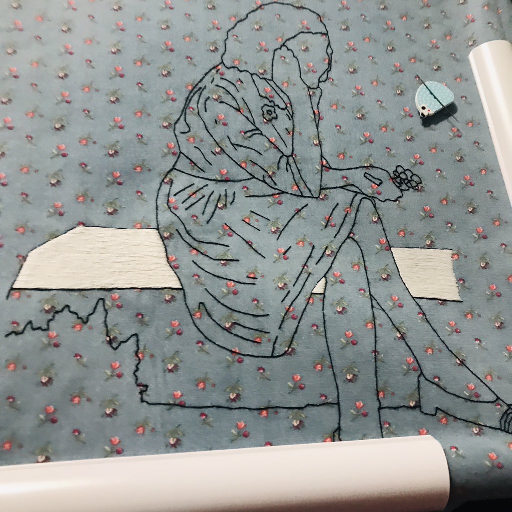 kedstevenson's tweet photo. Top of the step is done! 
#wip #embroidery #embroideryart #embroidered #textile #textileart #fibre #fibreart #fibreartist #fibrearts #art #artist #contemporaryart #contemporaryartist #contemporaryembroidery #womenartists #illustration #canadianartist #canadianart #thread https://t.co/aNxOX8bbym